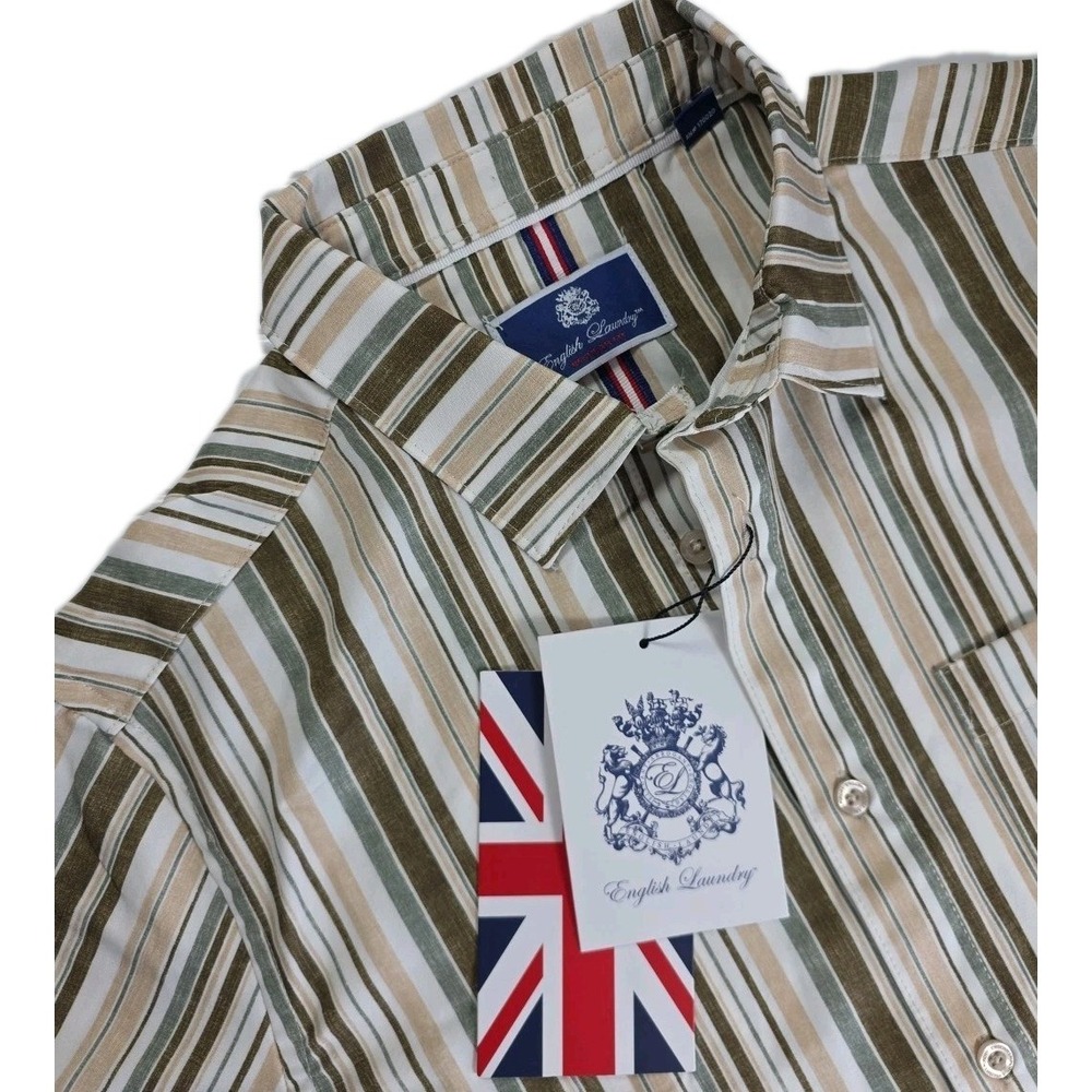 NWT English Laundry Men's REGULAR FIT SMALL Striped SHORT Sleeve Dress Shirt NWT